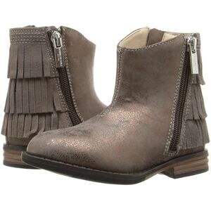 Kenneth Cole Downtown Girl Bronze Synthetic & Leather Fringe Ankle Boots 5